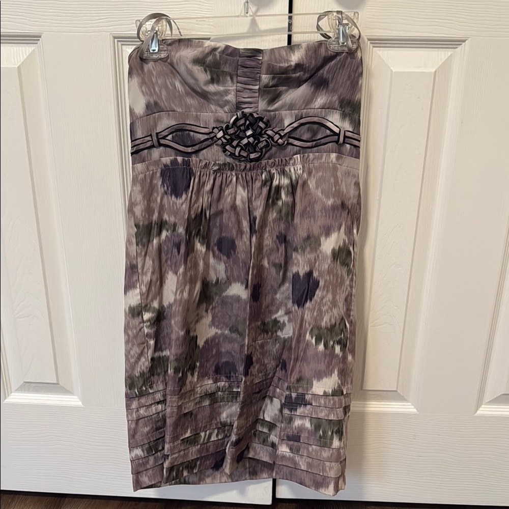 BCBGMaxAzria Purple Gray Midi Bubble Dress